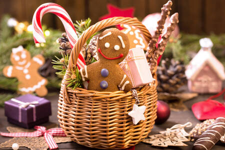 Panier de friandises de Noël