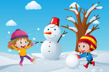 Manusia salju dan anak-anak