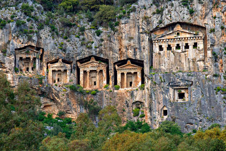 Lycian rock tombs on the Dalyan river