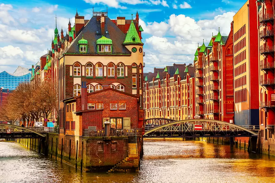 Lagerdistriktet Speicherstadt i Hamburg