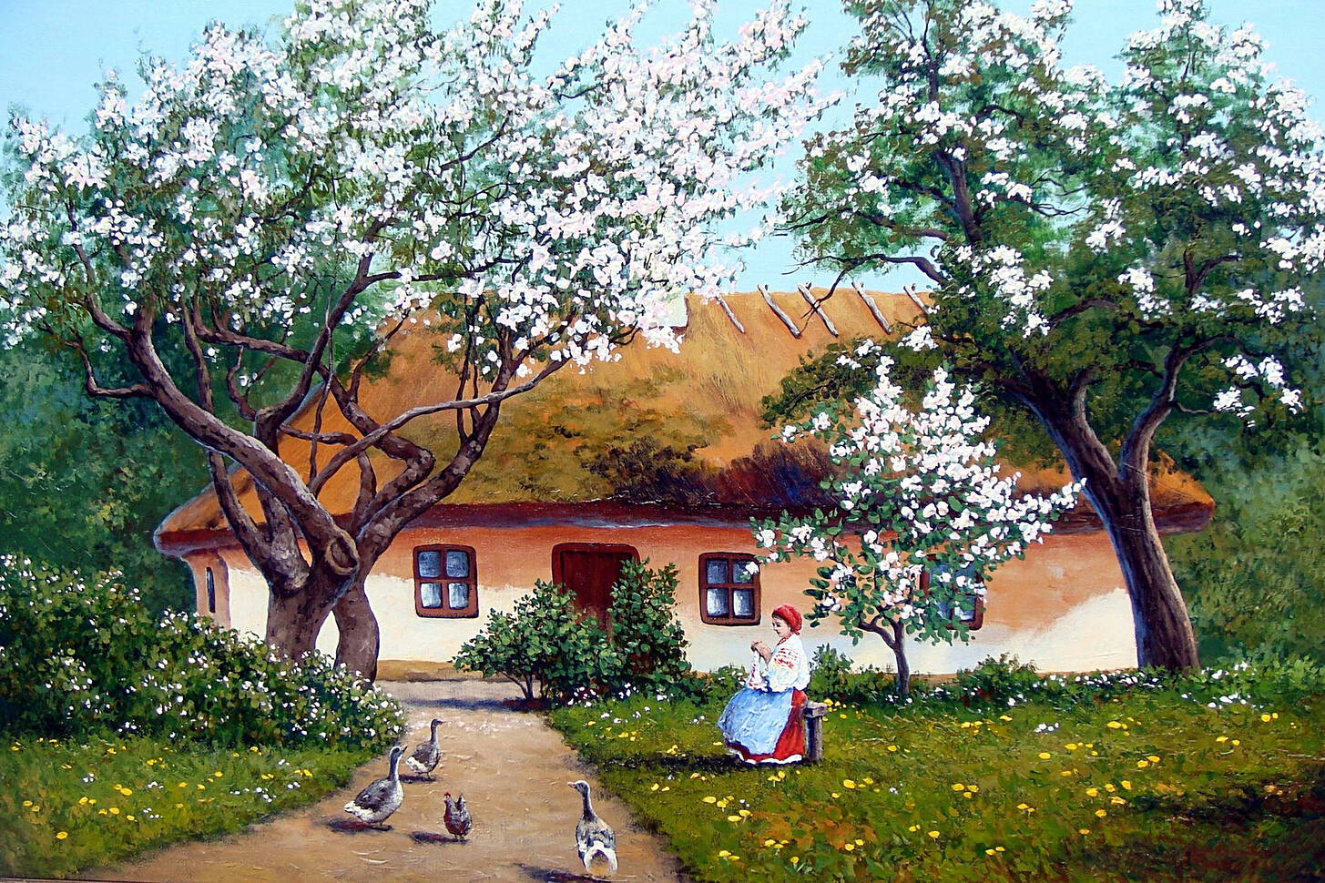 Картина садок вишневий коло хати