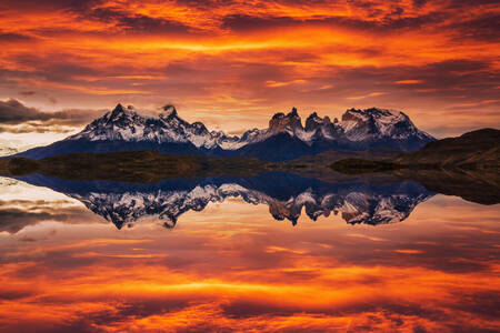 Torres del Paine National Park at sunset