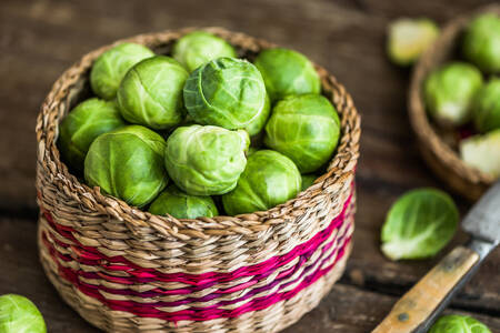 Brussels sprouts in a basket