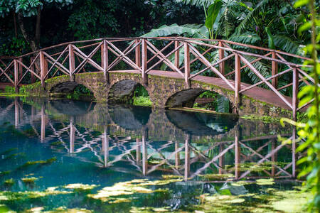 Arch bridge on the lake