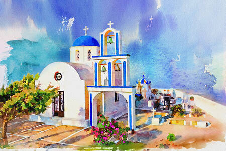Santorini adasında kilise