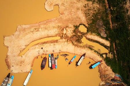 View of boats in Siem Reap