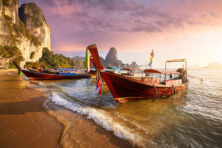 Boats on a tropical beach