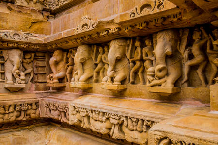 Sculptures in Khajuraho Temple