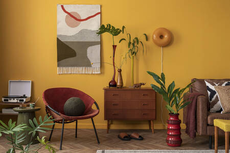 Cozy living room with retro furniture