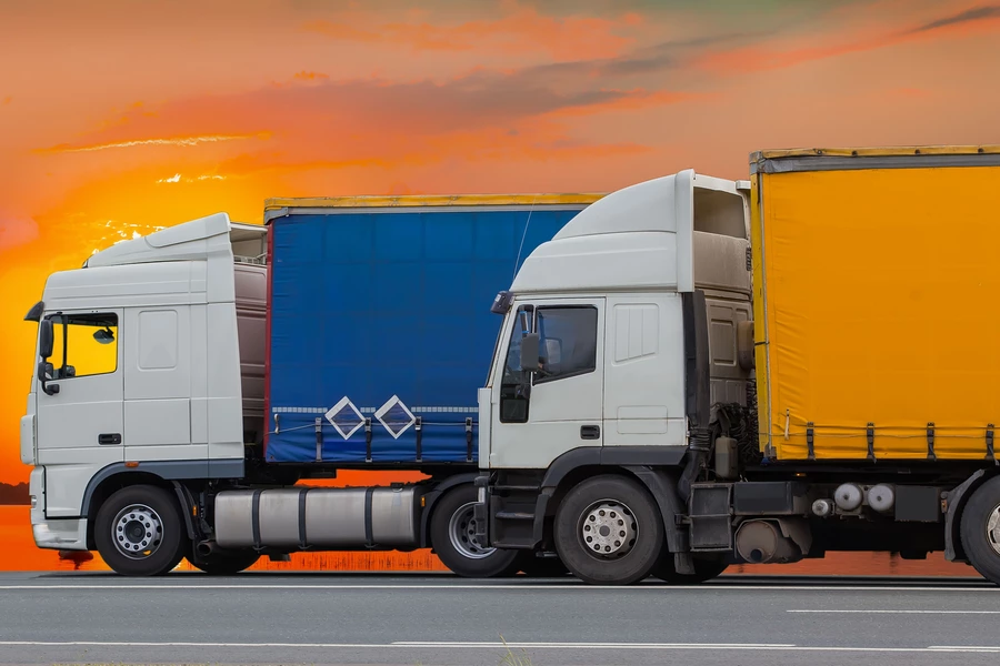 Trucks on the road