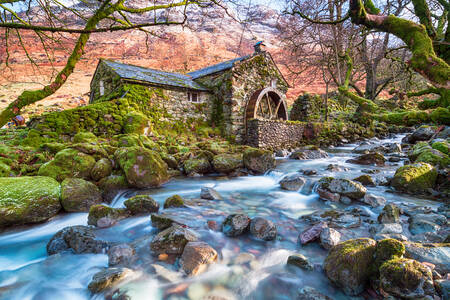 Vodný mlyn v národnom parku Lake District