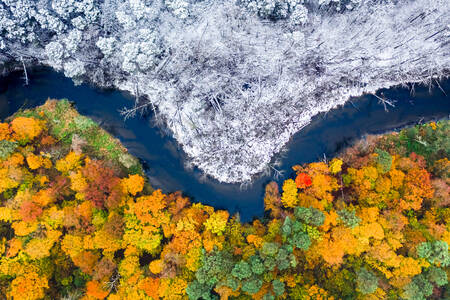 Winter and autumn on two shores