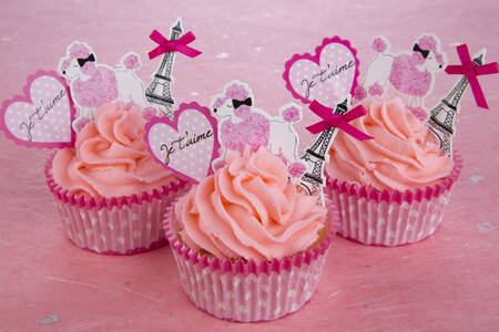 Cupcakes with pink cream