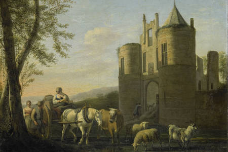 Gerrit Adriaensz. Berckheyde: o portão principal do castelo de Egmond