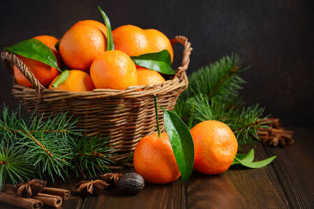 Tangerinas em uma cesta