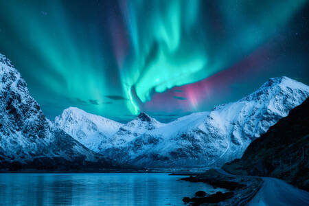 Northern Lights over the mountains