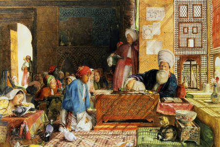 John Frederick Lewis: "Egy kairói iskola belső tere"