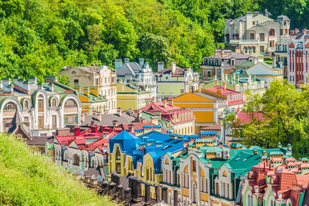 Kolorowe domy w Kijowie