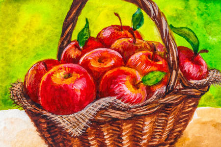 Hasır sepet içinde elma