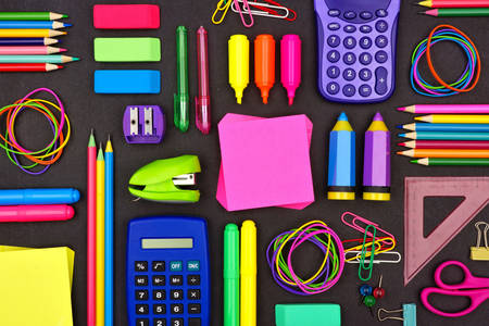 Multicolored school supplies
