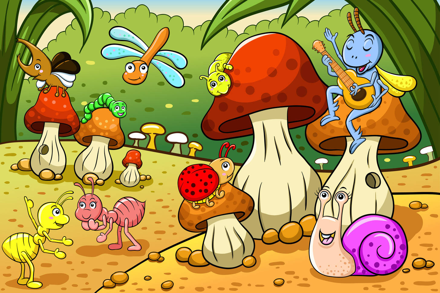 Cartoon грибы на Поляне