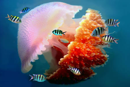 Медуза и рыбки