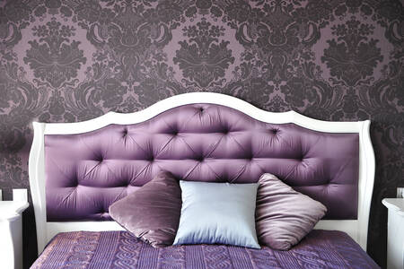 Purple bedroom interior