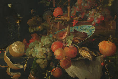 Abraham Mignon: "Zátišie s ovocím a miskou"