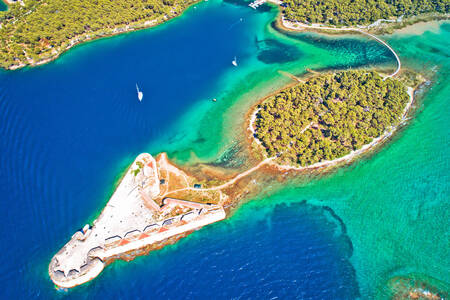 Vue aérienne de la forteresse Saint-Nicolas, Šibenik