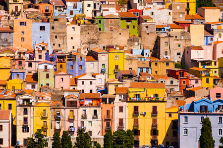 Maisons colorées dans la ville de Bosa