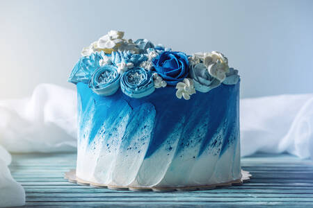 Modrý svatební dort