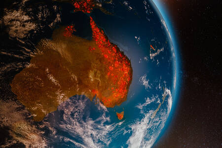 Изглед от въздуха на пожарите в Австралия