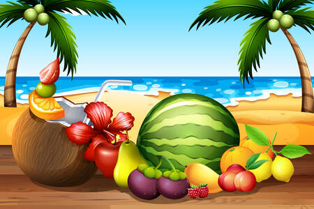 Fruits on the beach