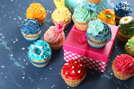 Cupcakes con crema de colores