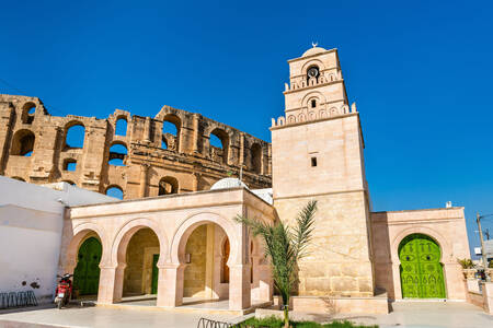 El Jem-moskee en amfitheater