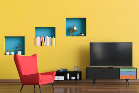 Žlutý moderní obývací pokoj