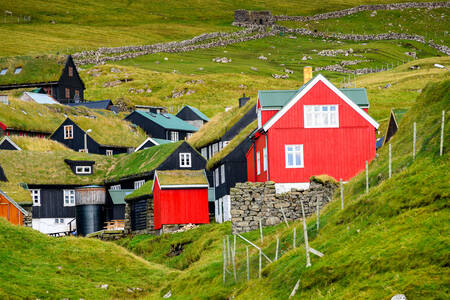 Häuser auf der Insel Mykines