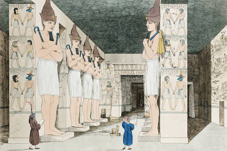 Giovanni Battista Belzoni: „Ilustrace interiéru chrámu v Ibsambulu“