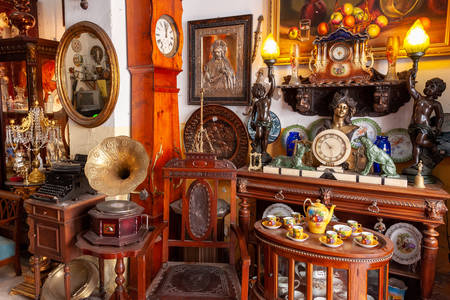 Antique items in an antique shop