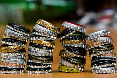 Large collection of beer caps