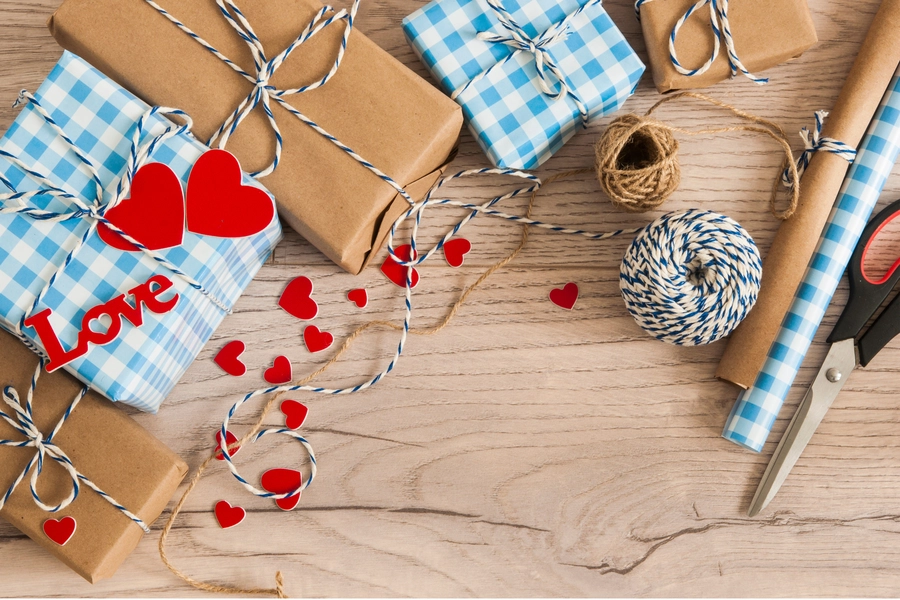 Gift boxes and hearts