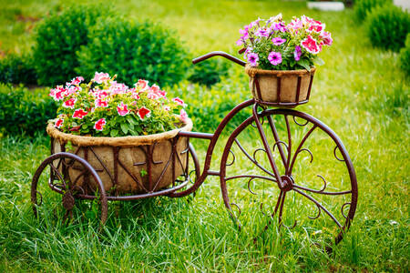Dekoratív kerékpár virágokkal