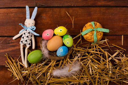 Eggs on wooden background