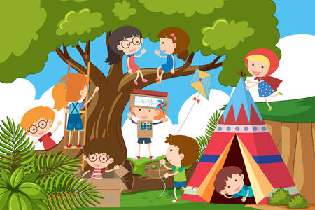 Children playing in the garden