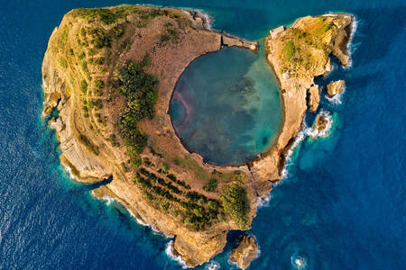 Luftaufnahme der Insel Vila Franca
