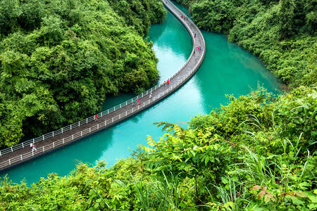 Ponte flutuante na província de Hubei