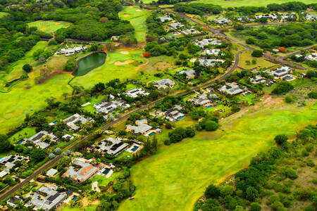 Luchtfoto van het eiland Mauritius