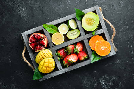 Fruits in a box on the table