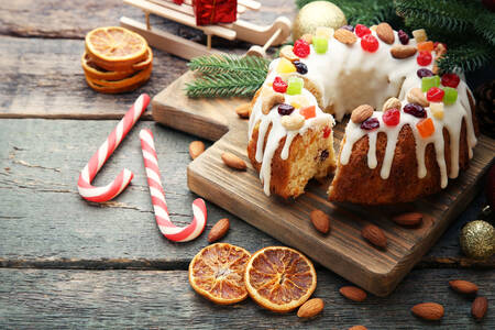 Christmas cake on the table