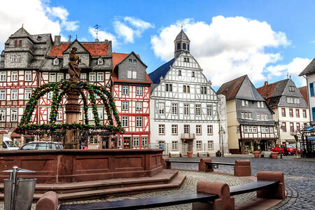 Het stadsplein in de stad Butzbach